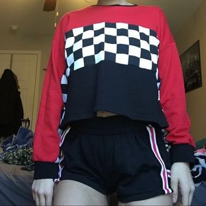 cropped checkered sweater !!